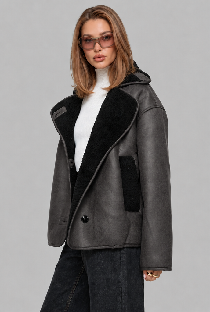 Shearling Lined Winter Jacket with Faux Fur Collar – Casual Wear, Outdoor Comfort