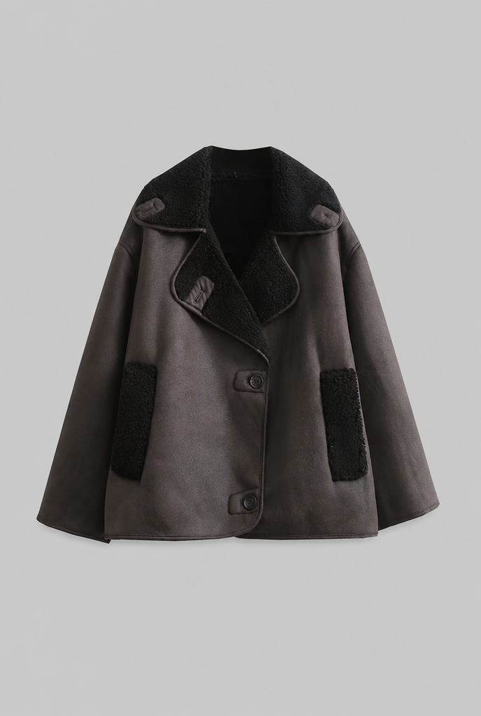 Shearling Lined Winter Jacket with Faux Fur Collar – Casual Wear, Outdoor Comfort