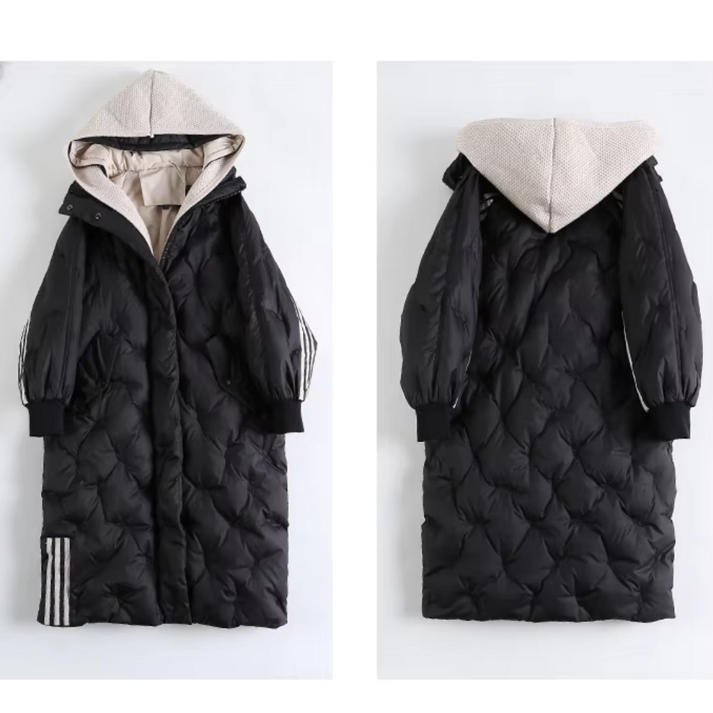 Down Jacket with Hood, Quilted Design, Grey – Casual Wear, Outdoor Activities