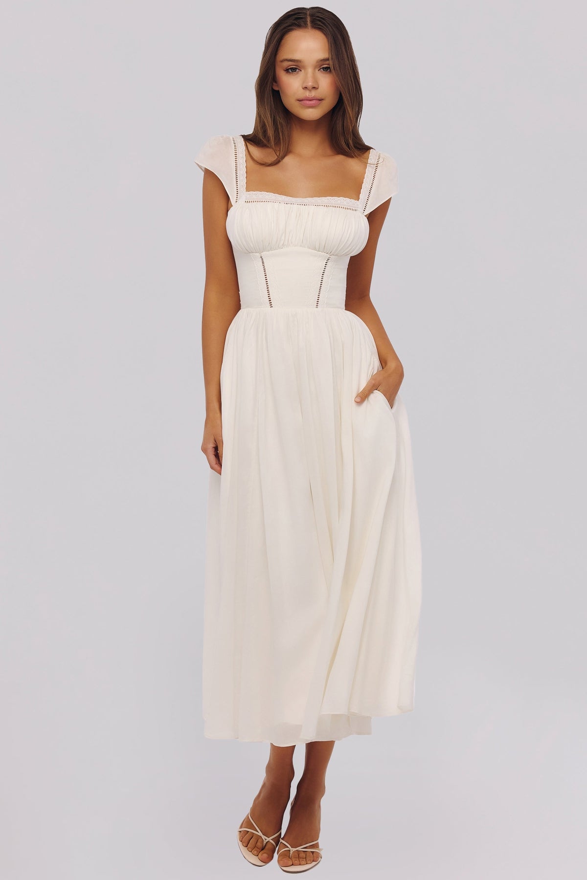 Cotton Midi Dress – Occasion Gown for Weddings & Events