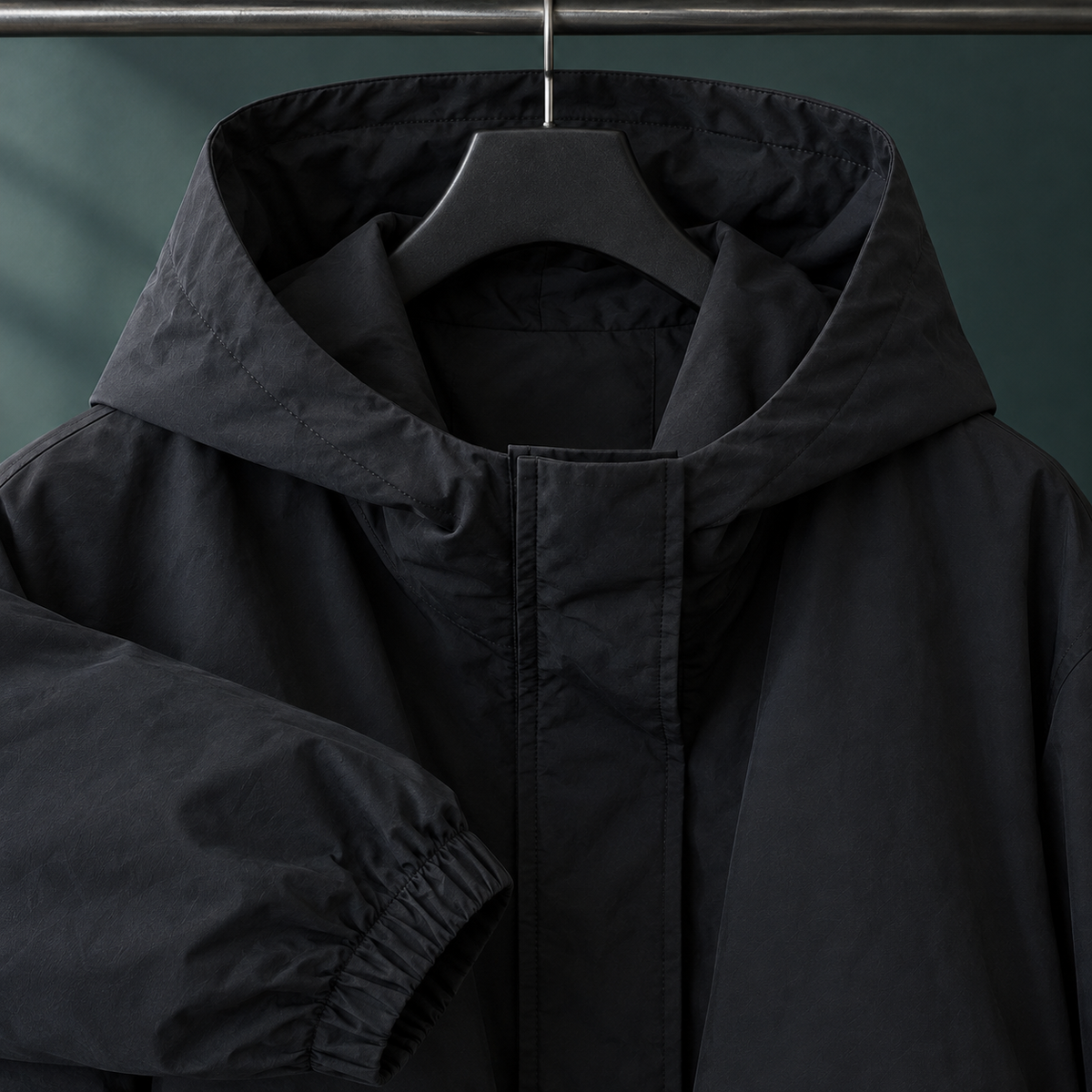 Women's Oversized Hooded Zip-Up Jacket with Gathered Hem – Casual Wear, Layering