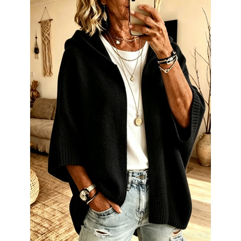 Cozy Hooded Open-Front Cardigan – Casual Wear, Layering Essentials