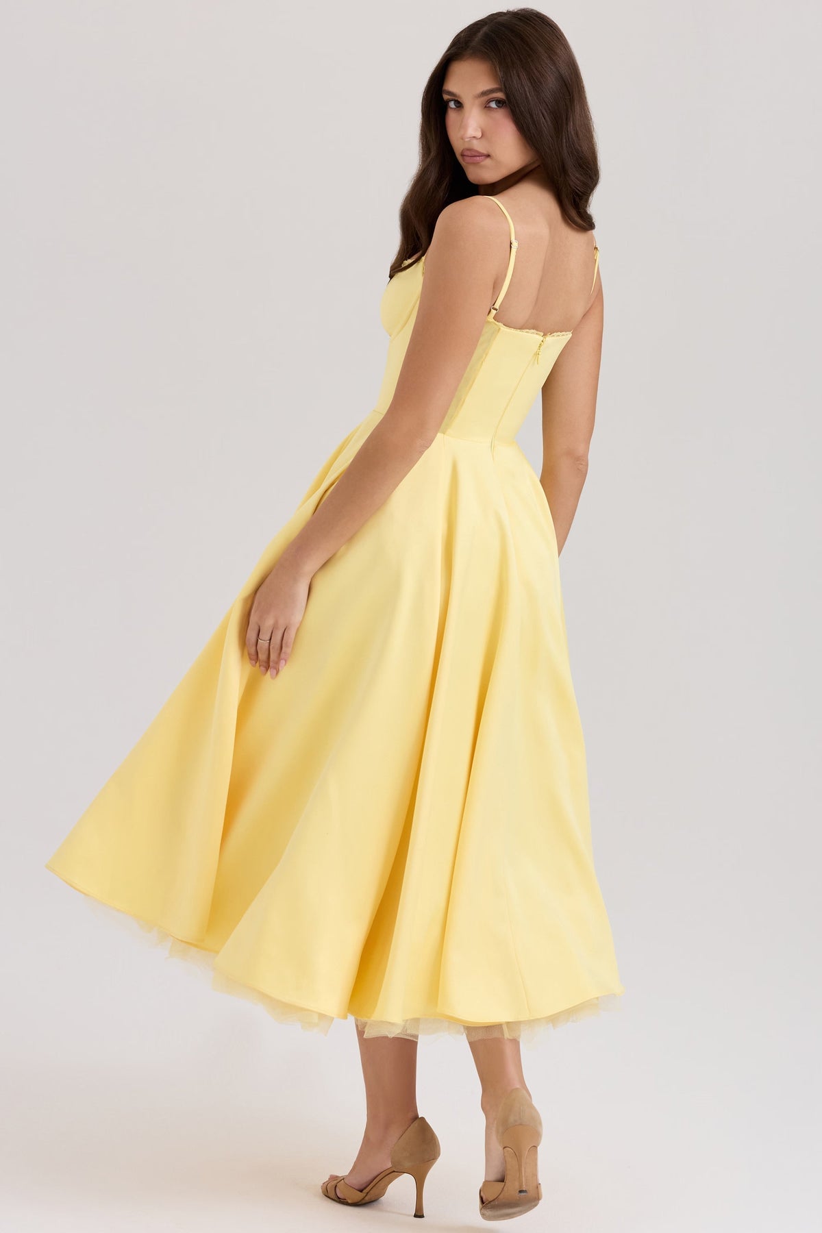 V-Neck Midi Dress – Sleeveless, Slim Fit, Occasion Gown for Weddings & Events