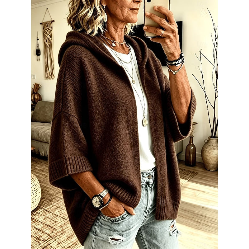 Cozy Hooded Open-Front Cardigan – Casual Wear, Layering Essentials