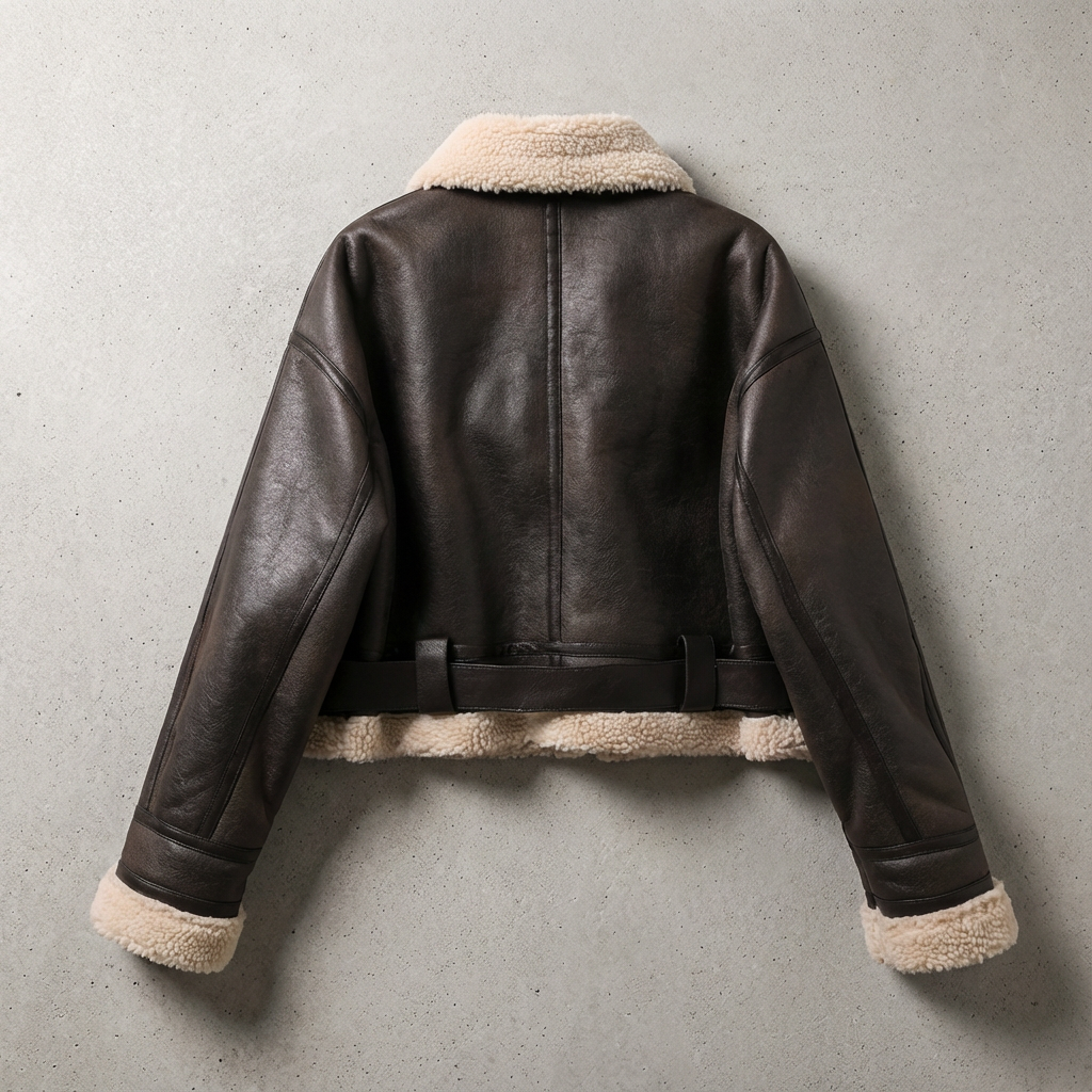 Women's Aviator Jacket with Belted Design – Casual, Winter Wear