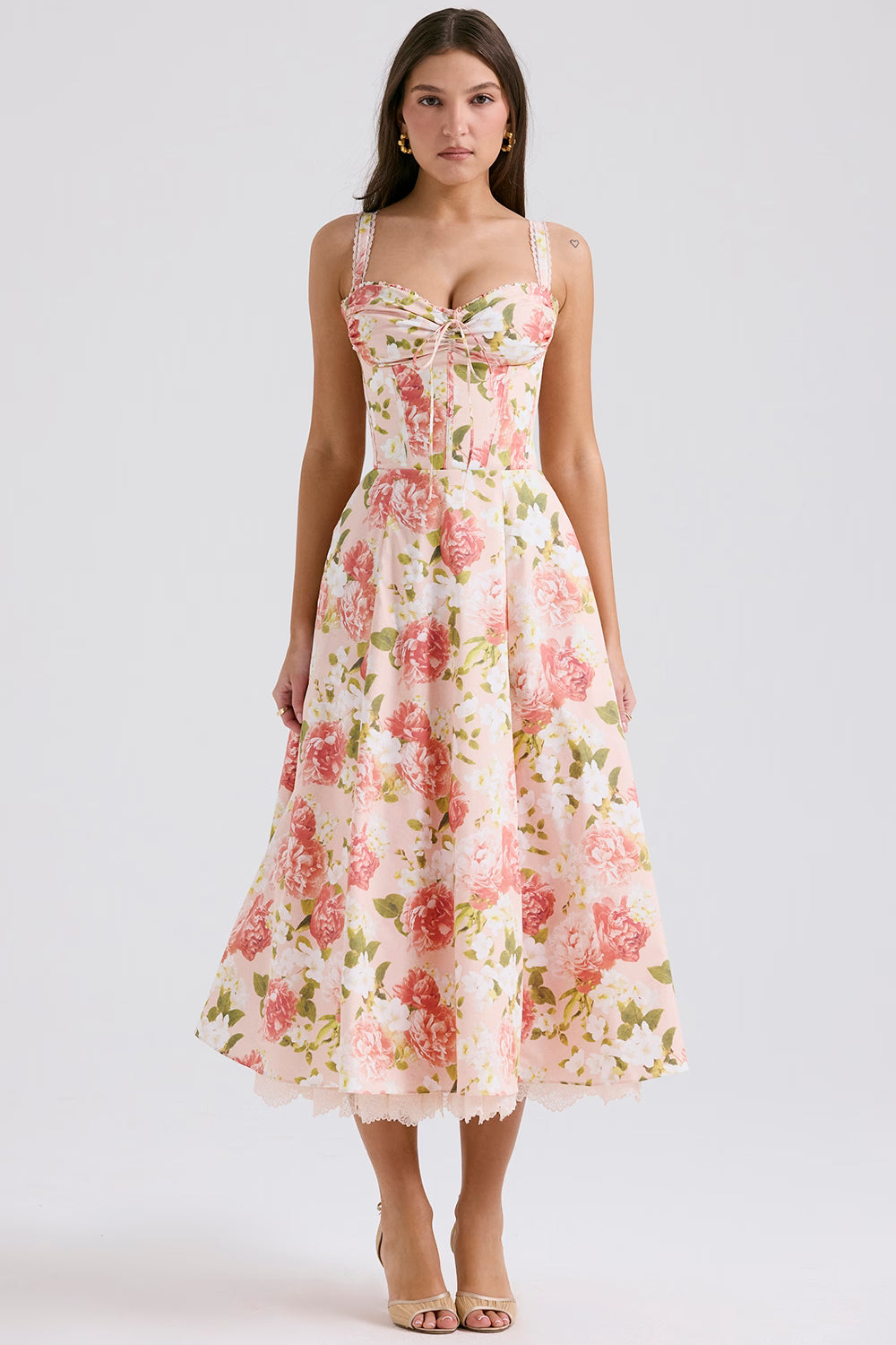 Cotton Floral Midi Dress – Occasion Gown for Weddings & Events