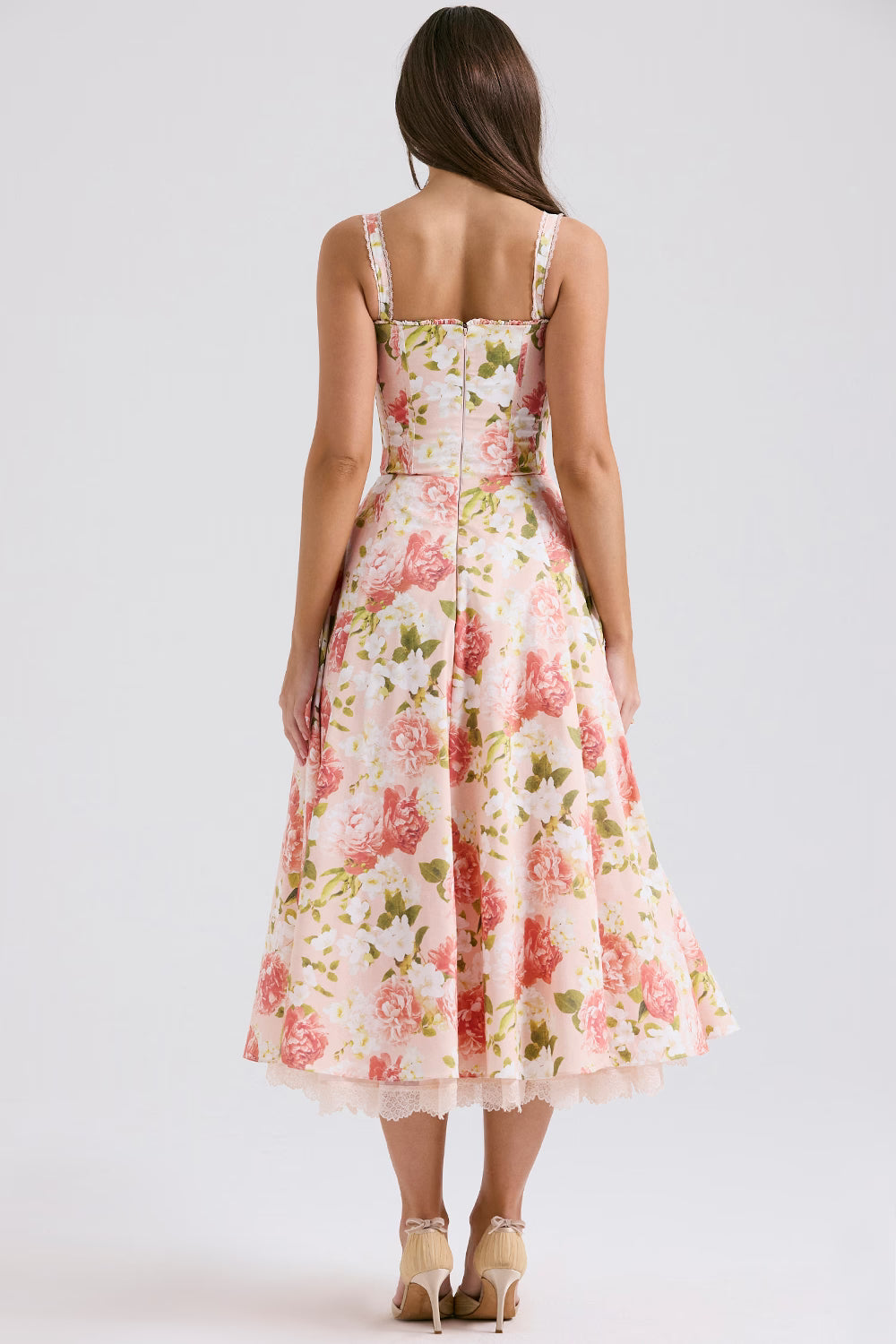 Cotton Floral Midi Dress – Occasion Gown for Weddings & Events