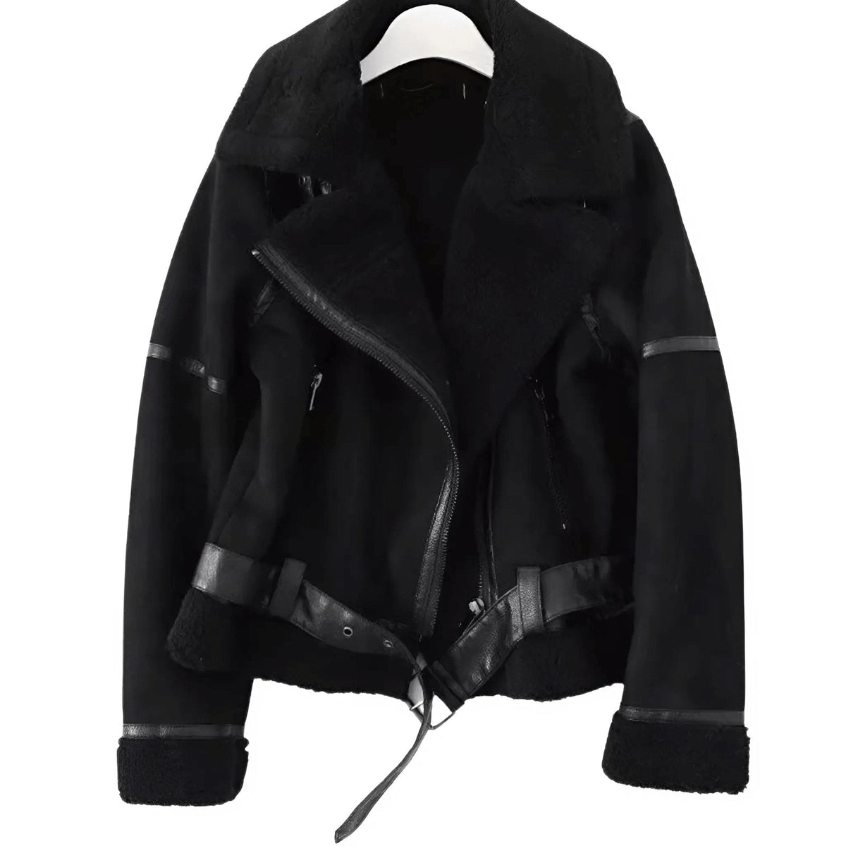 Warm Shearling Aviator Jacket – Stylish Faux Fur Lining, Casual Wear, Winter Outerwear