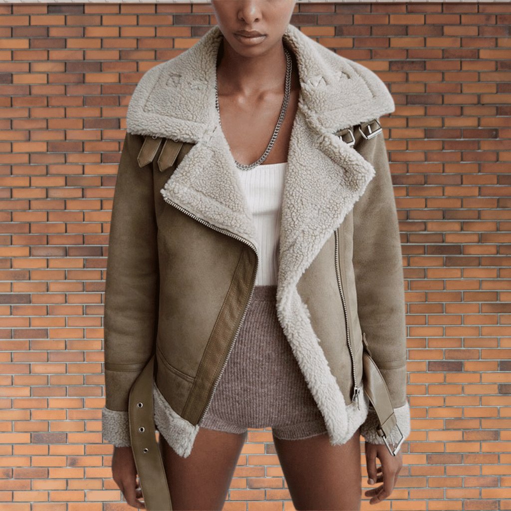 Warm Shearling Aviator Jacket – Stylish Faux Fur Lining, Casual Wear, Winter Outerwear