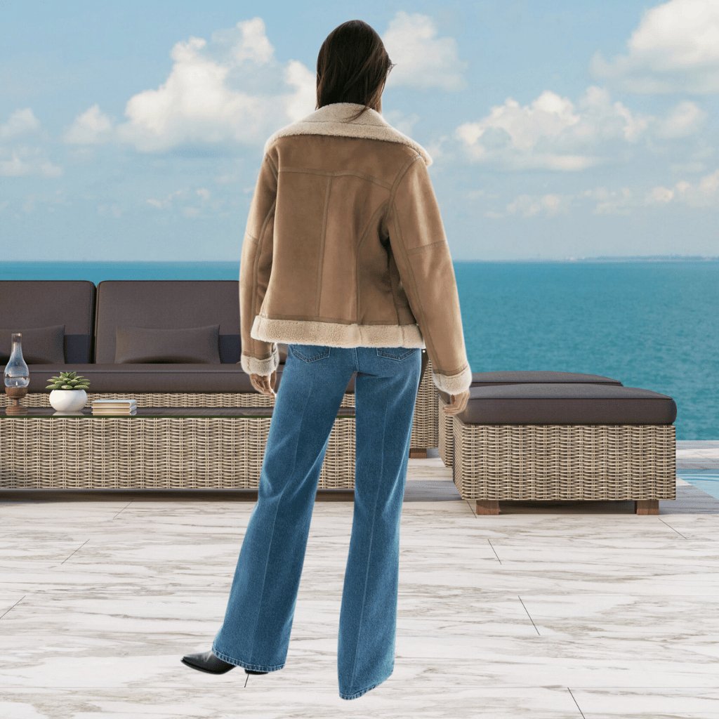 Warm Shearling Aviator Jacket – Stylish Faux Fur Lining, Casual Wear, Winter Outerwear