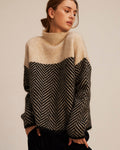 Couture Turtleneck Jumper in Herringbone Pattern – Casual Wear, Everyday Style