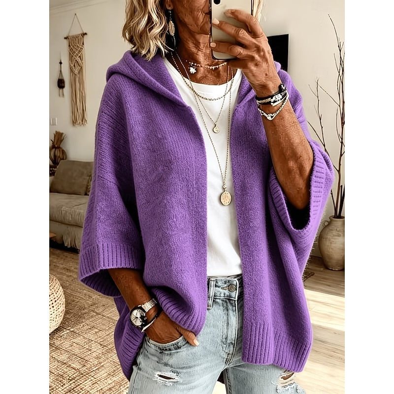 Cozy Hooded Open-Front Cardigan – Casual Wear, Layering Essentials