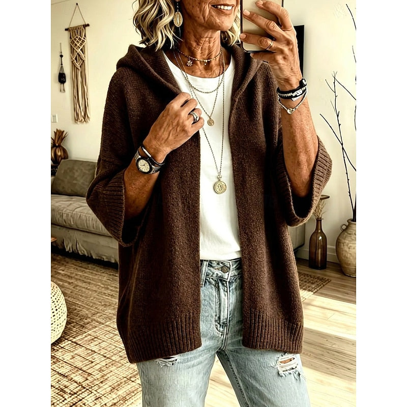Cozy Hooded Open-Front Cardigan – Casual Wear, Layering Essentials