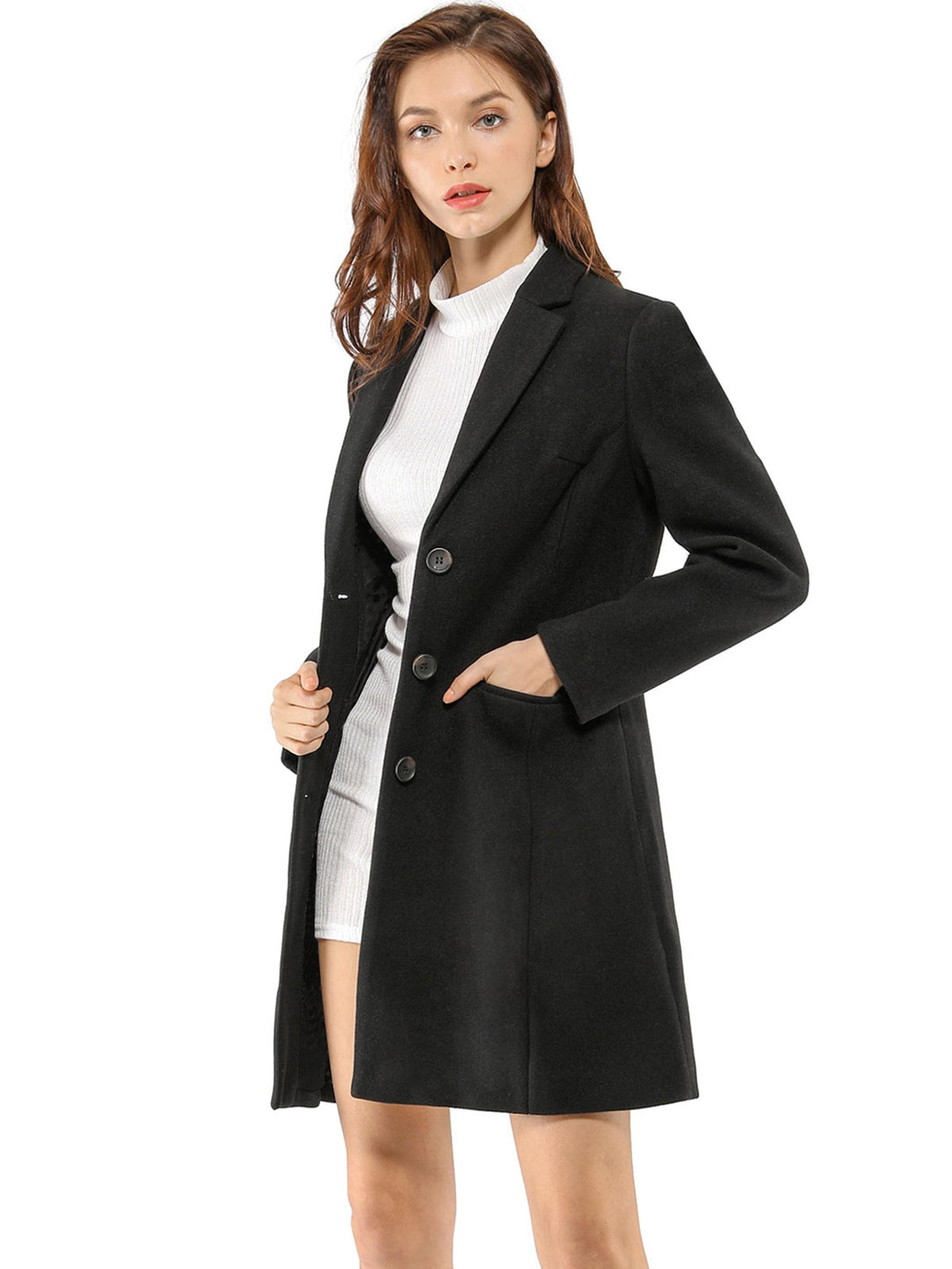 Classic Wool Coat with Collar – Stylish Outerwear for Office, Casual Wear