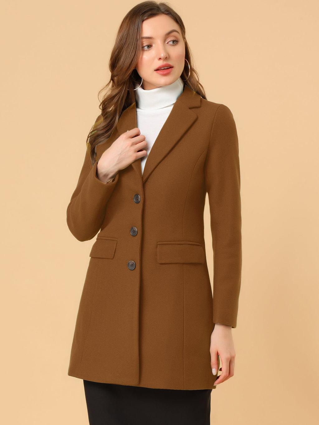 Classic Wool Coat with Collar – Stylish Outerwear for Office, Casual Wear
