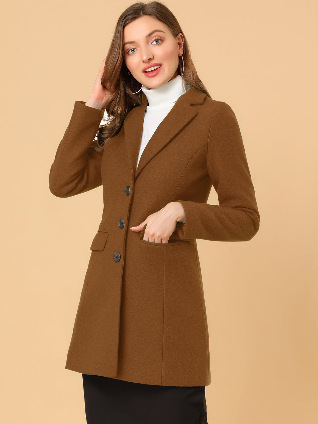 Classic Wool Coat with Collar – Stylish Outerwear for Office, Casual Wear