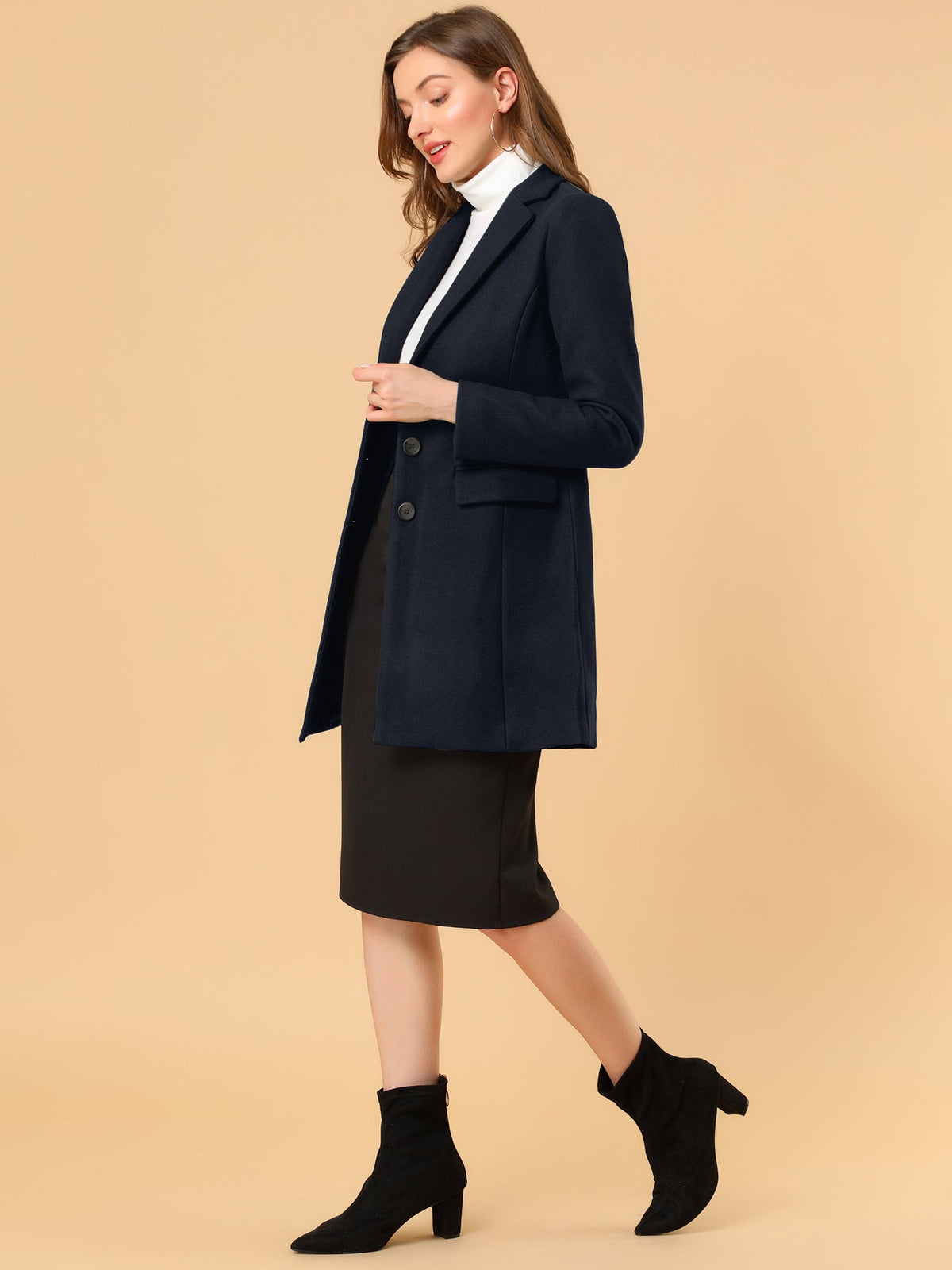 Classic Wool Coat with Collar – Stylish Outerwear for Office, Casual Wear