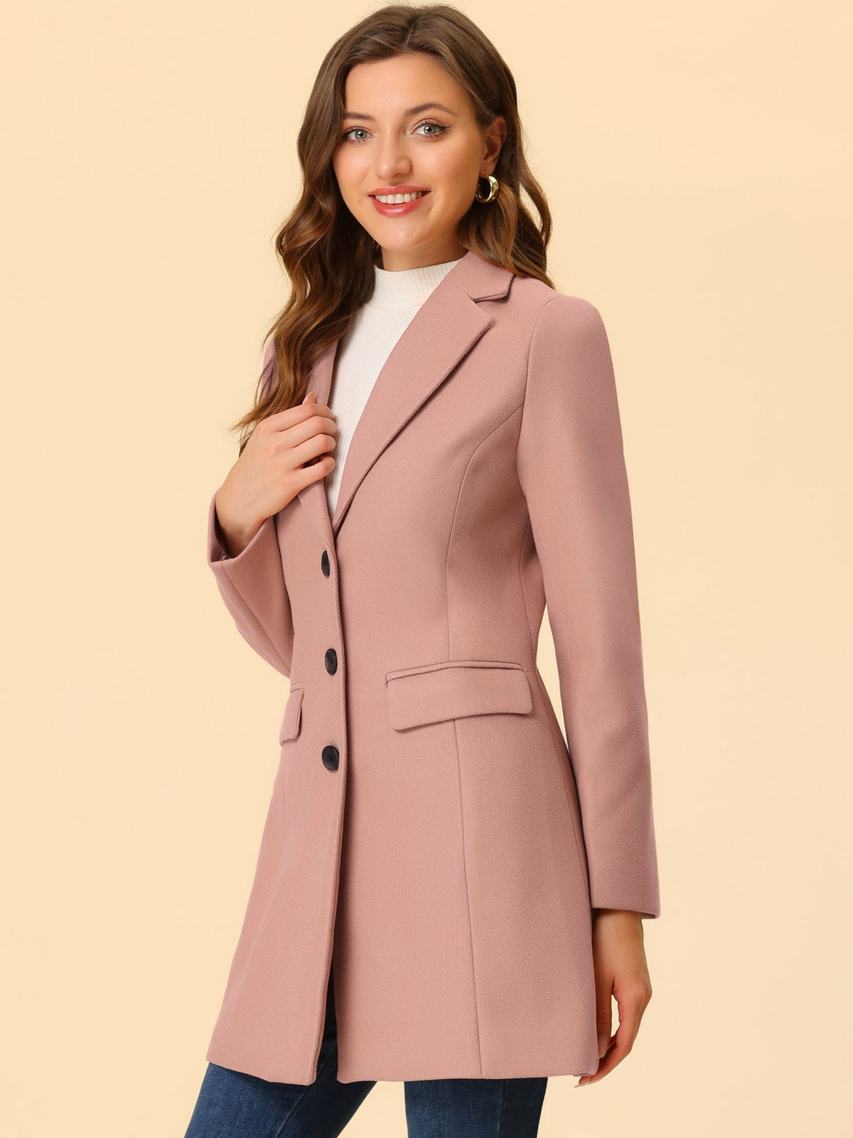 Classic Wool Coat with Collar – Stylish Outerwear for Office, Casual Wear