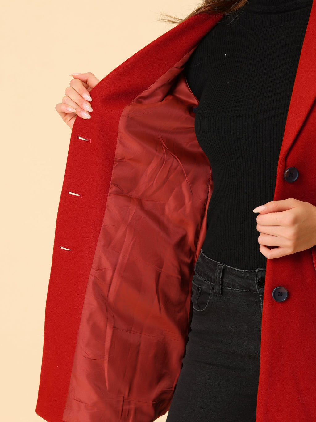 Classic Wool Coat with Collar – Stylish Outerwear for Office, Casual Wear