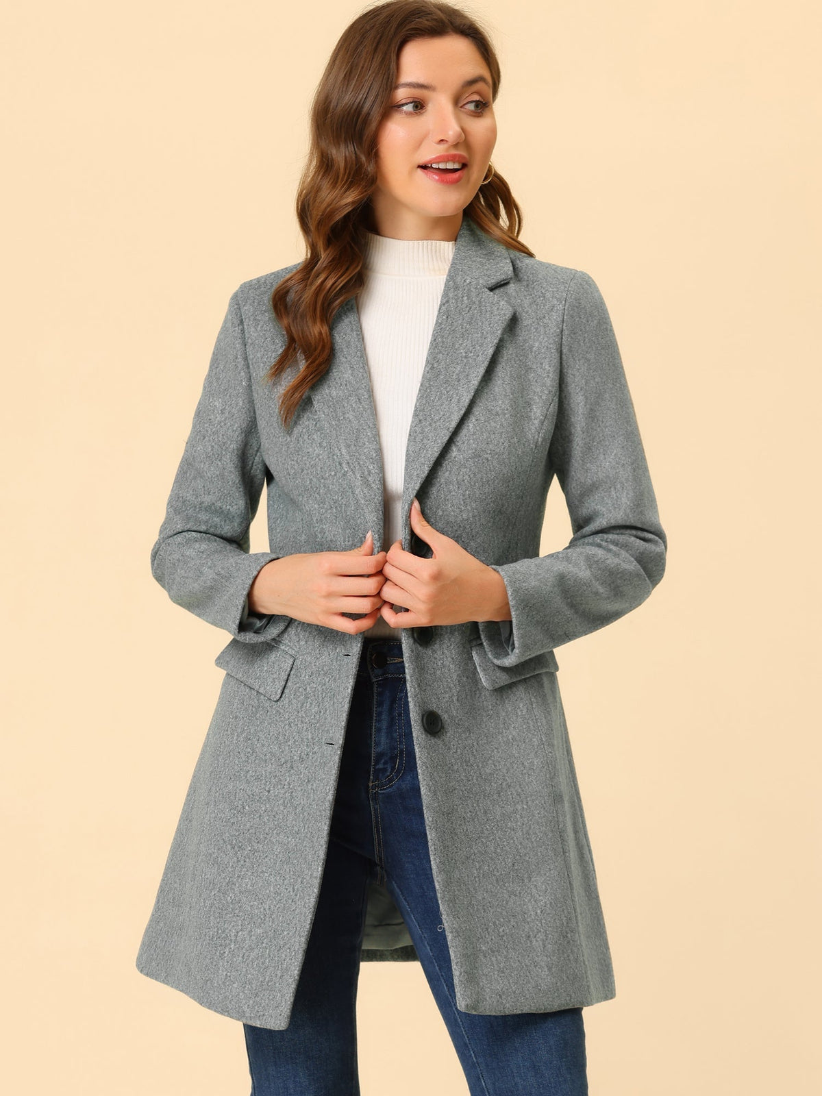 Classic Wool Coat with Collar – Stylish Outerwear for Office, Casual Wear