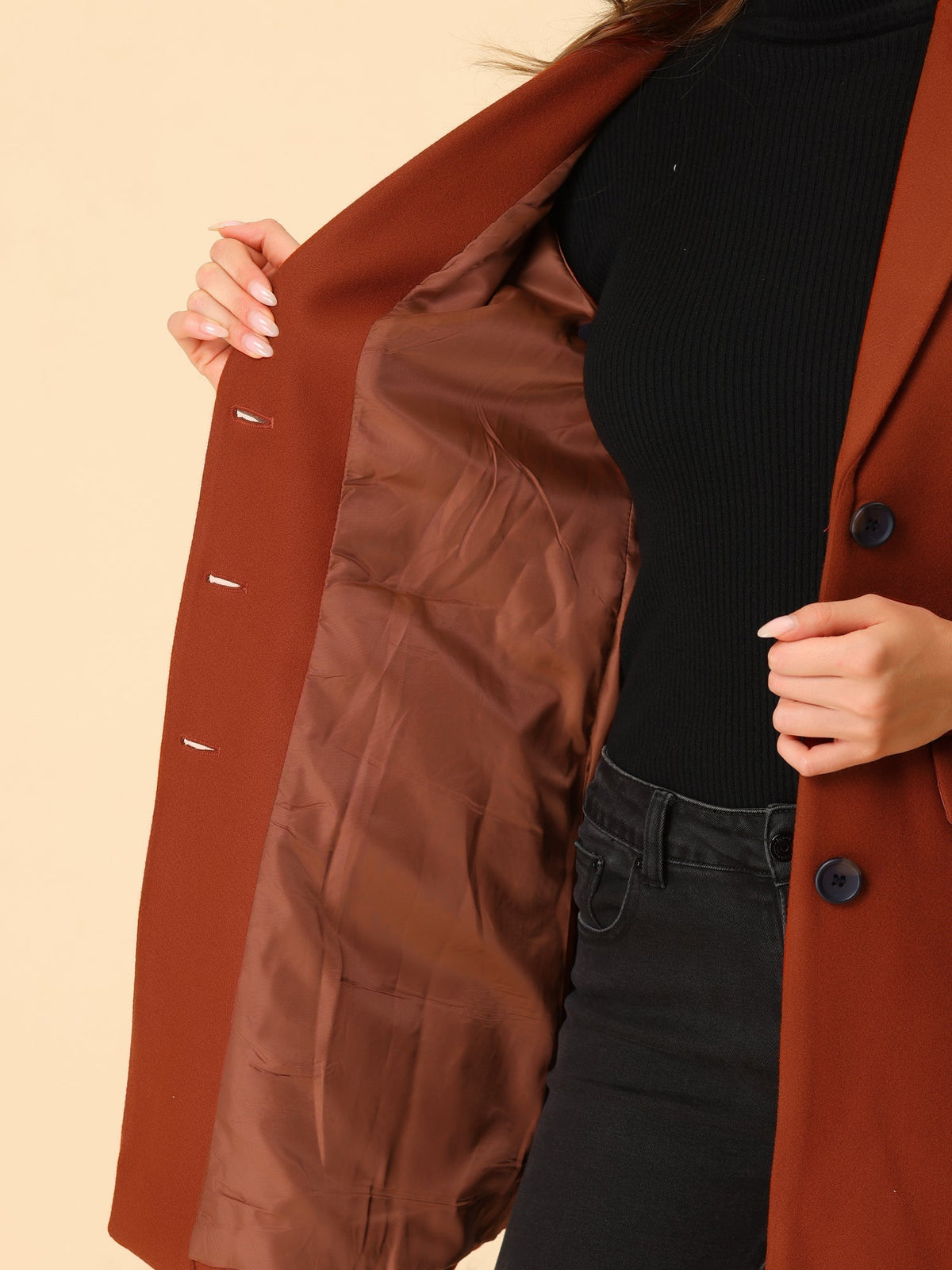 Classic Wool Coat with Collar – Stylish Outerwear for Office, Casual Wear