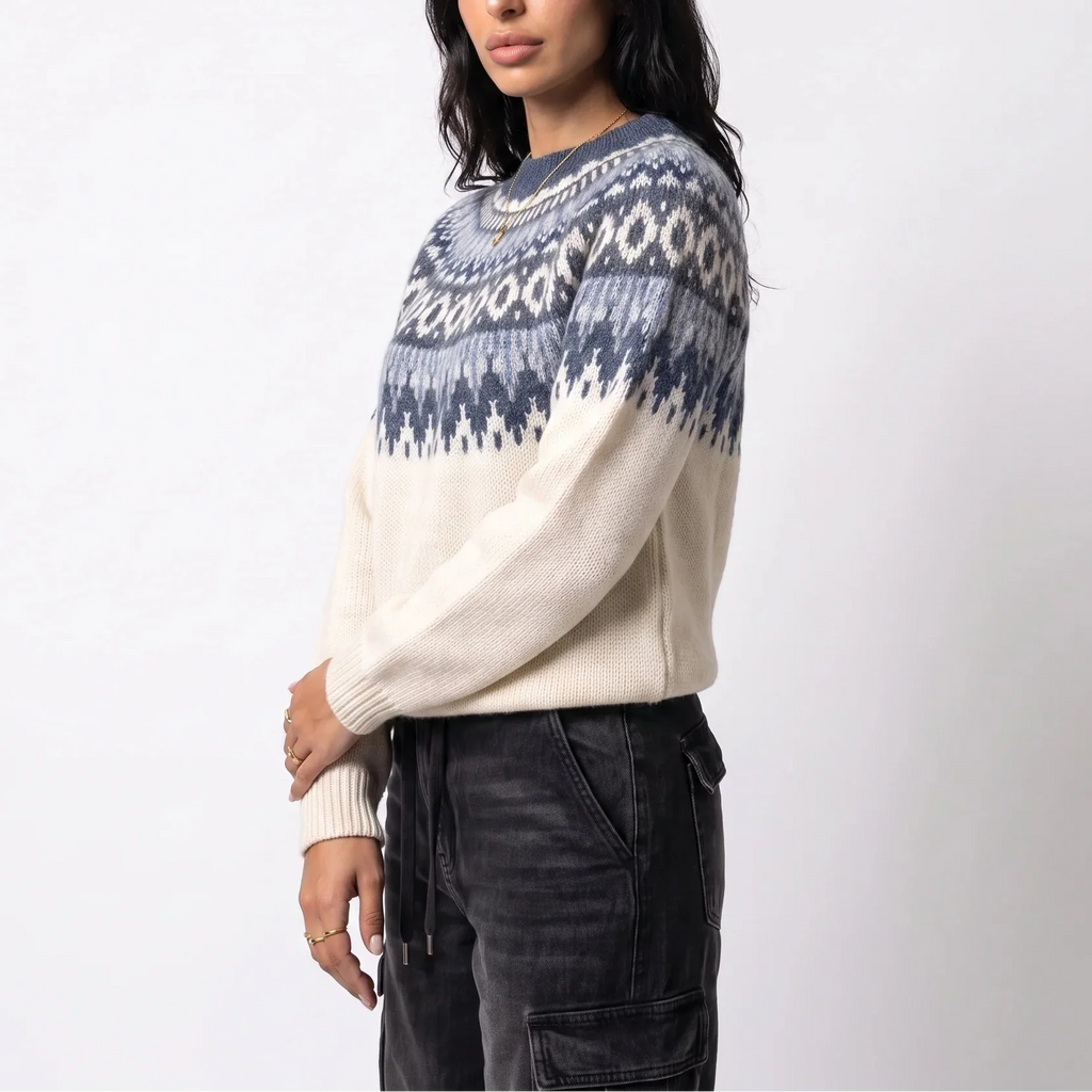 Women's Fair Isle Knit Jumper in Ivory – Casual Layering, Winter Wardrobe