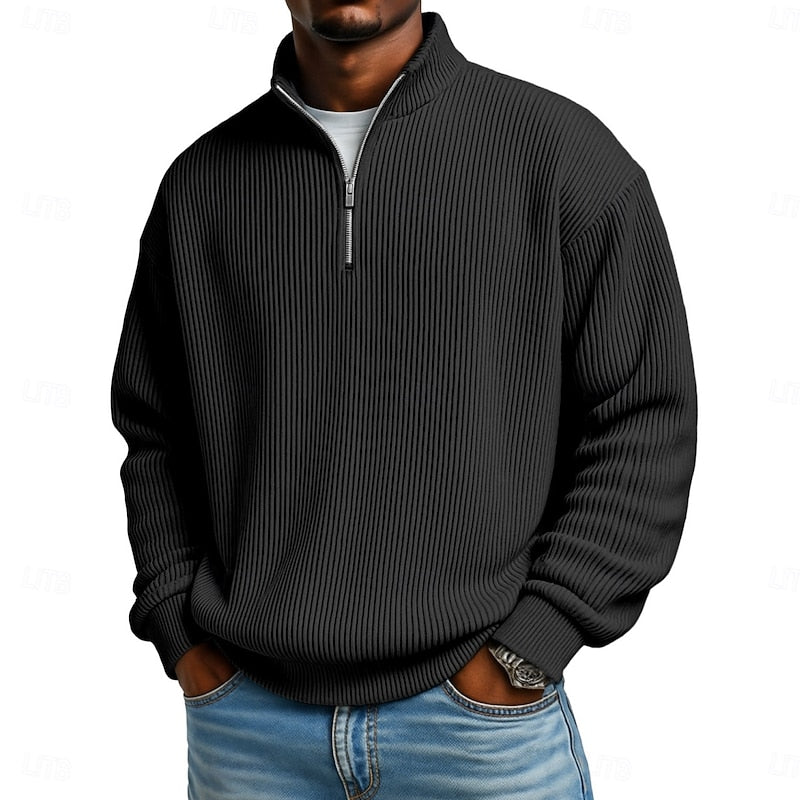 Ribbed Quarter-Zip Jumper – Casual Wear, Everyday Comfort