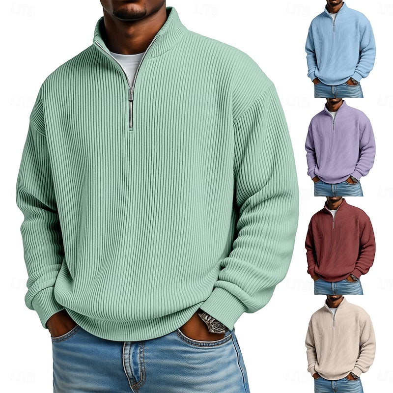 Ribbed Quarter-Zip Jumper – Casual Wear, Everyday Comfort